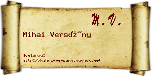 Mihai Versény névjegykártya